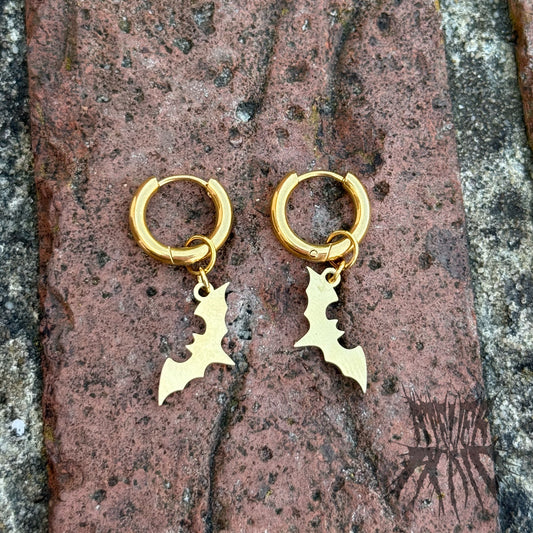 The Bat Hoop Earrings - Gold Stainless Steel Hoops
