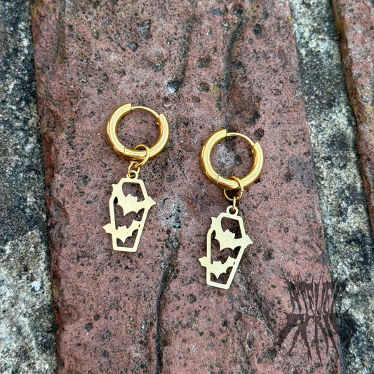 The Coffin Hoop Earrings - Gold Stainless Steel Hoops