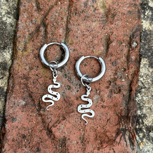 The Serpent Hoop Earrings - Stainless Steel Hoops