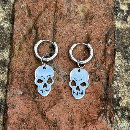 The Skull Hoop Earrings - Stainless Steel Hoops