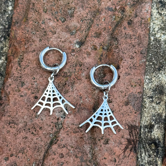 The Cobweb Hoop Earrings - Stainless Steel Hoops