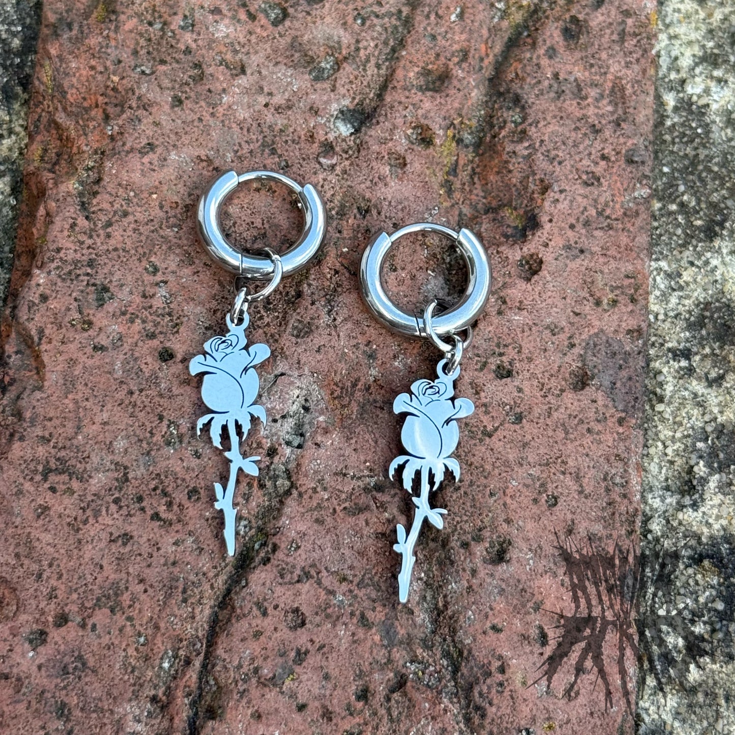 The Eternal Rose Hoop Earrings - Stainless Steel Hoops