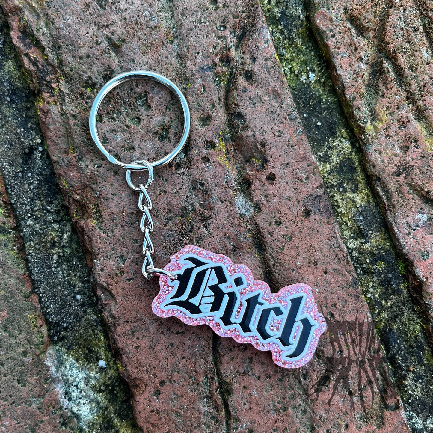 The Bit*h Glitter Keyring (pink)