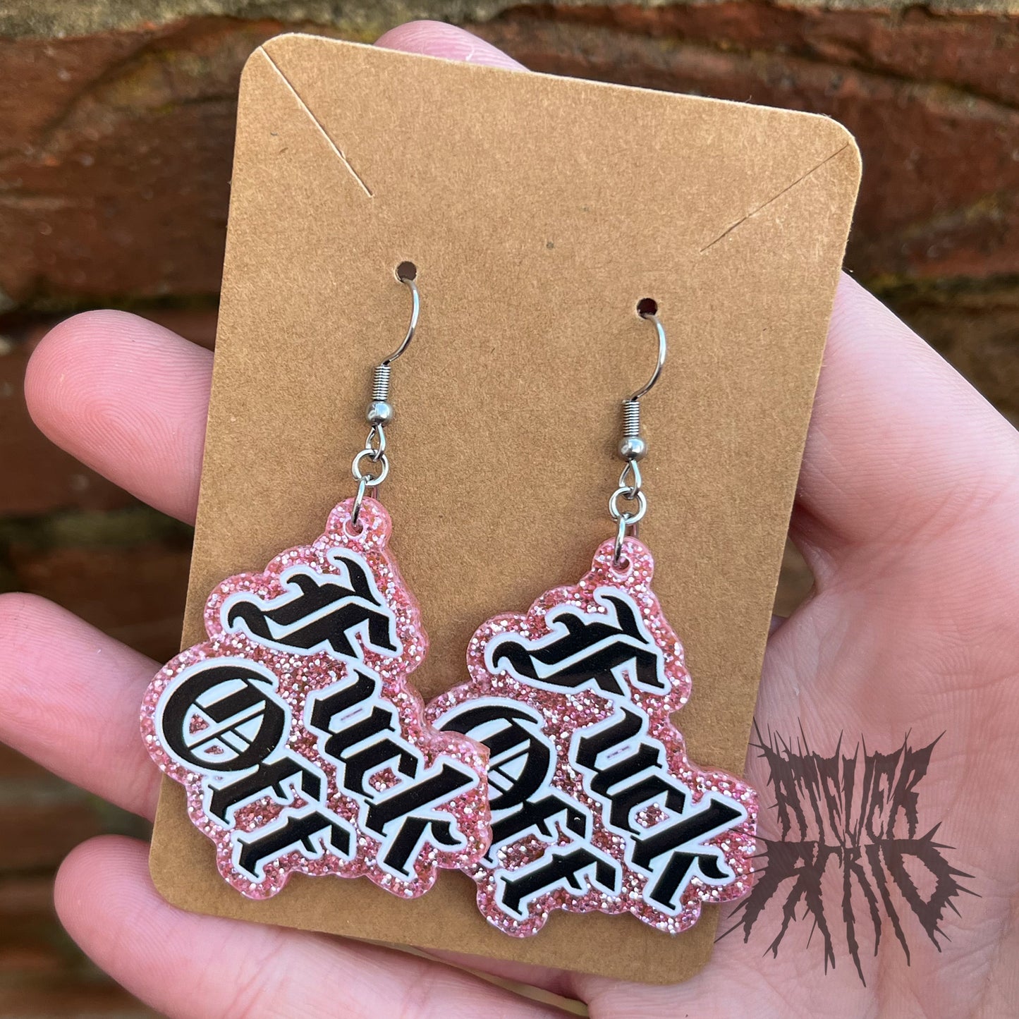 The Fu*k Off Glitter Earrings (Pink)