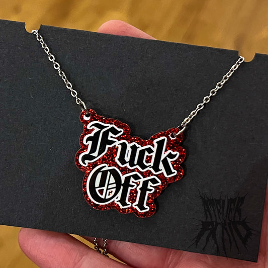 The Fuck Off Glitter Necklace (Red)