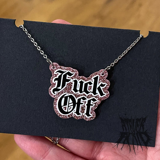 The Fu*k Off Glitter Necklace (Pink)