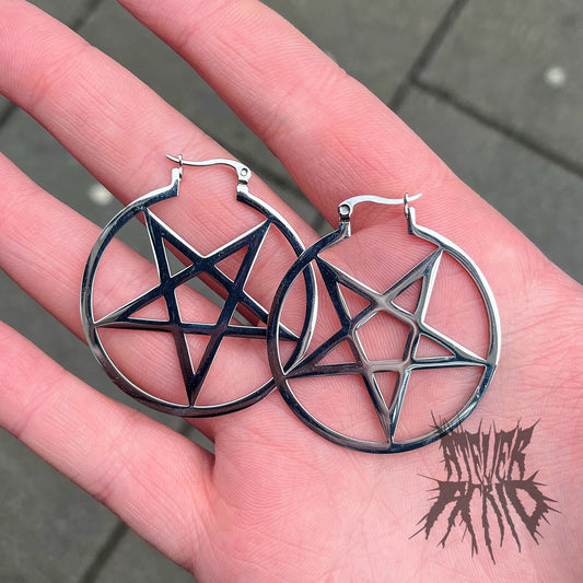 The Pentagram Hoop Earrings- Stainless Steel Hoop Earrings