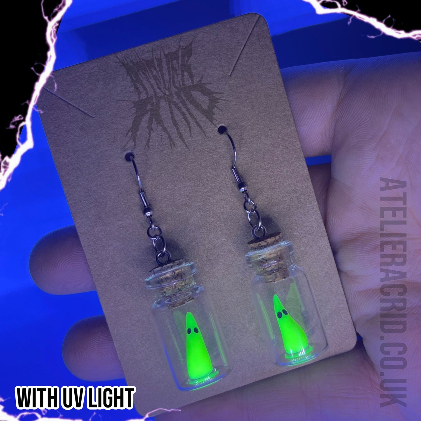 The UV Adopt a ghost Earrings - cute alternative gift. Cute ghost gifts. Ghost earrings