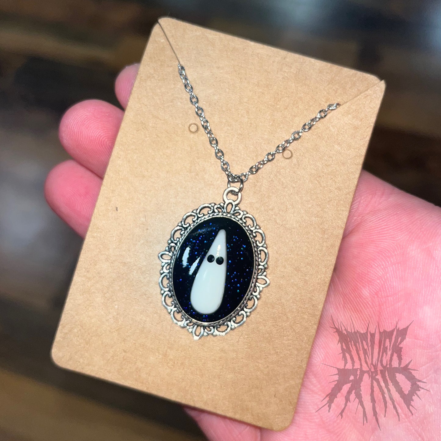 The Adopt-a-Ghost Cameo necklace. Cute ghost necklace. Gothic gift
