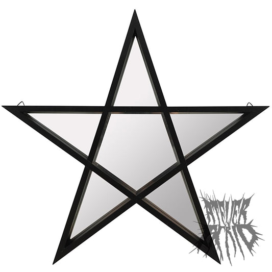The Pentagram Shelf- Black framed pentagram mirror shelf.