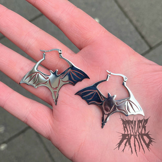The Bat Hoop Earrings- Stainless Steel Hoop Earrings
