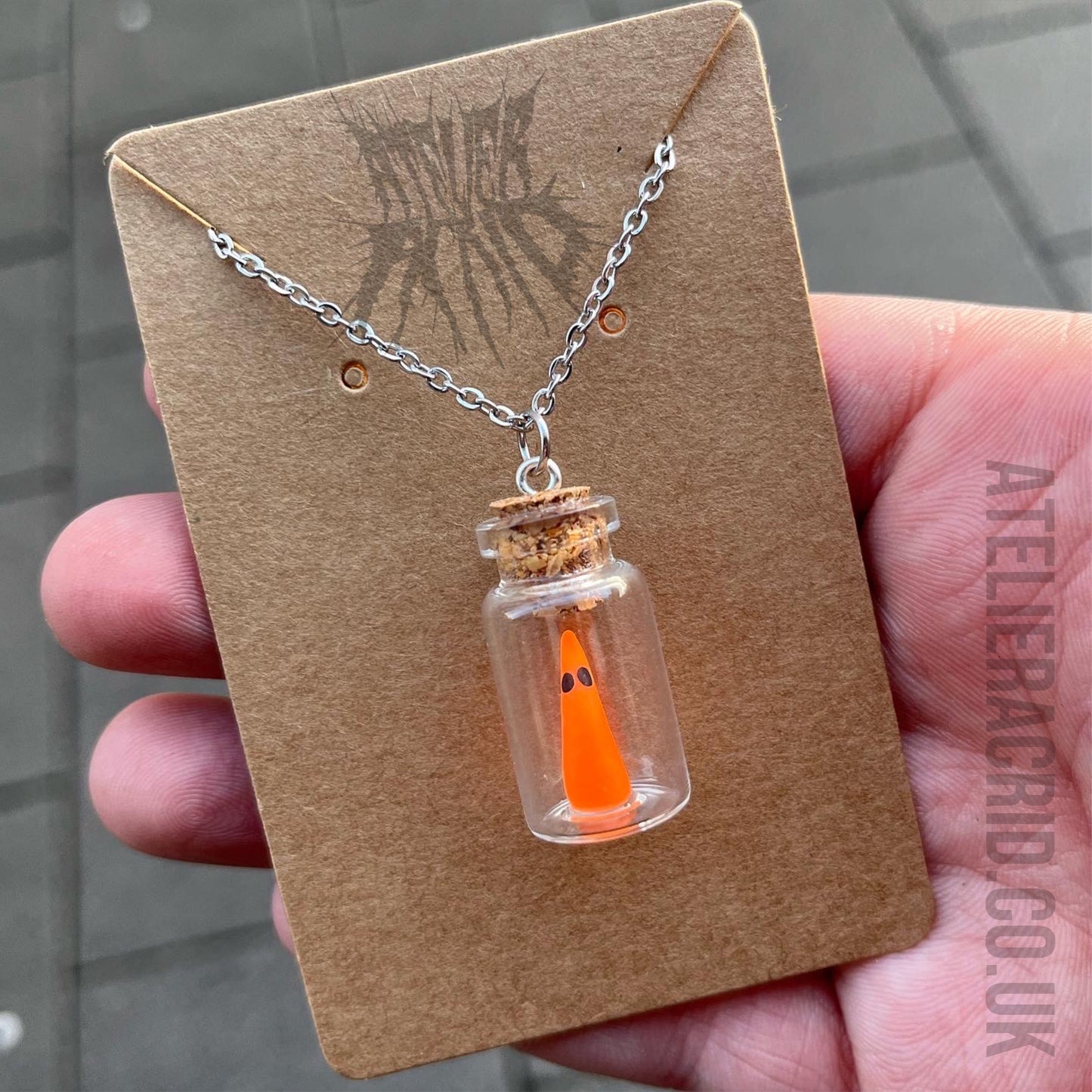 The UV Adopt a Ghost Necklace - Cute Halloween jewellery. Pet ghost