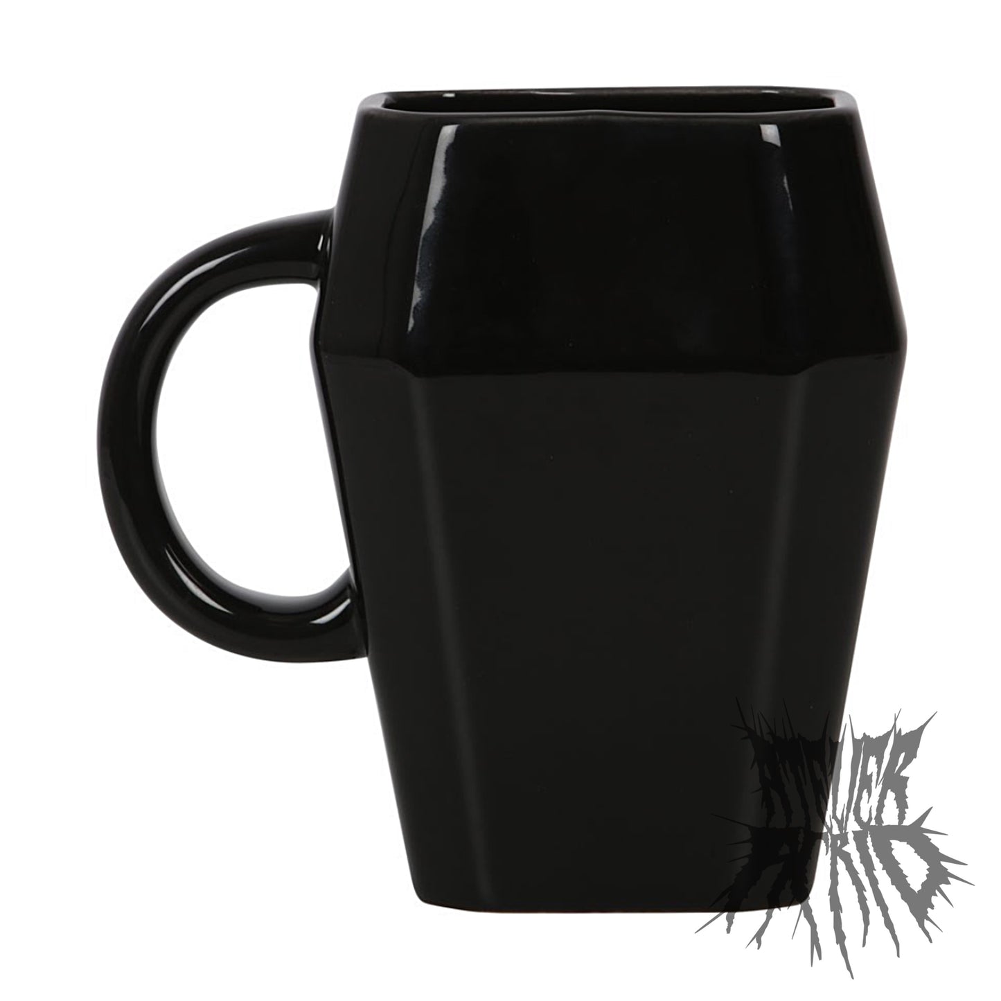 The Death Before Decaf Mug - Coffin shape gothic mug