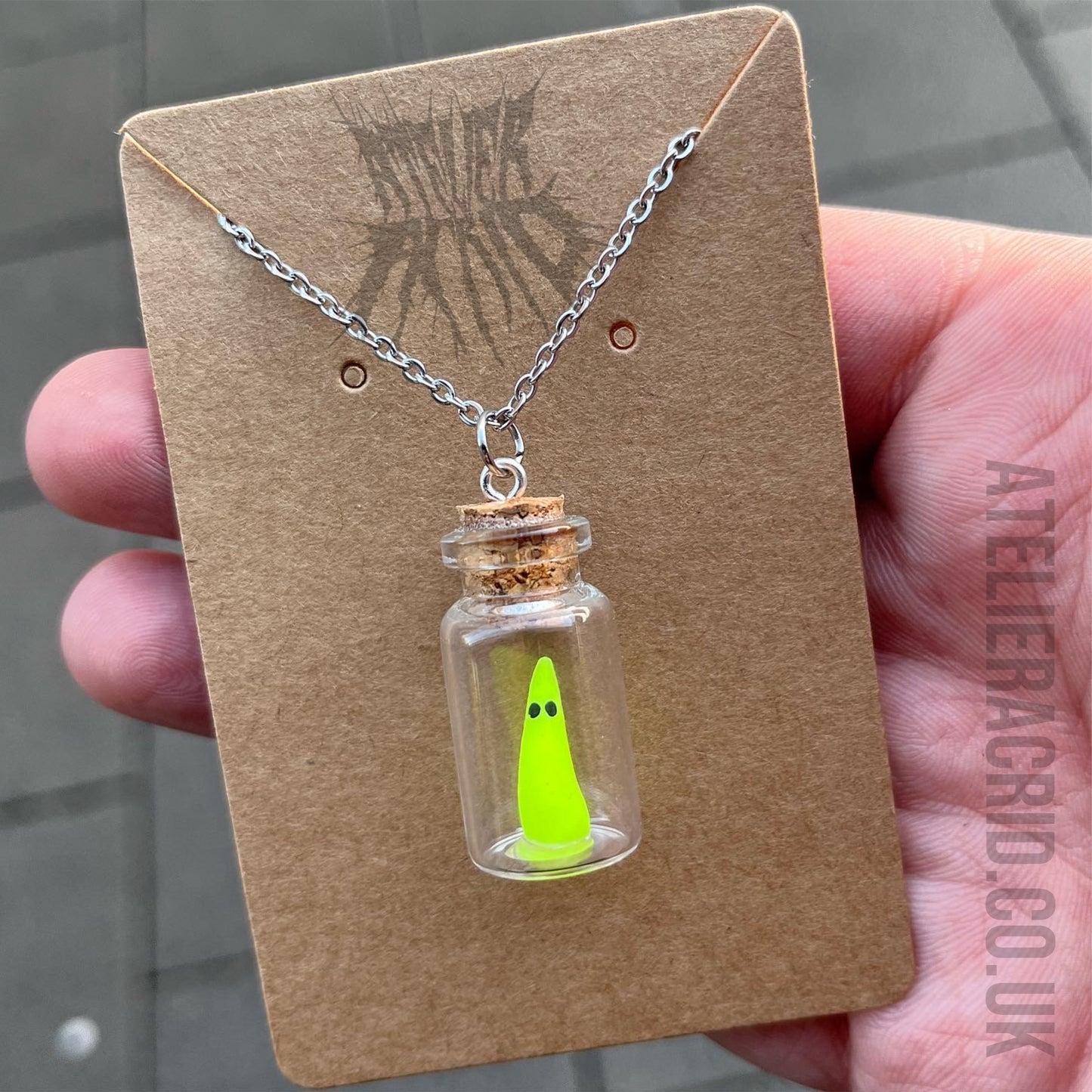The UV Adopt a Ghost Necklace - Cute Halloween jewellery. Pet ghost