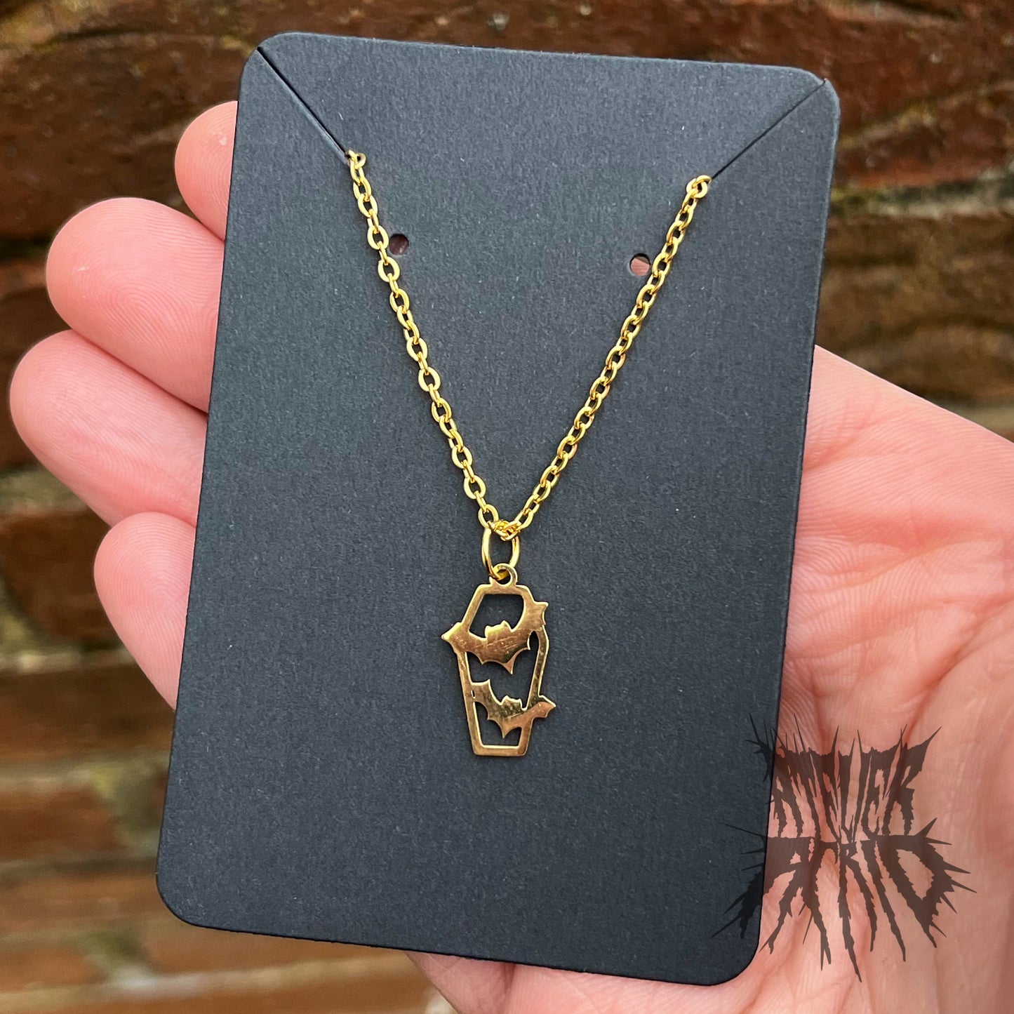 The Gold Coffin Necklace - Gold Stainless Steel