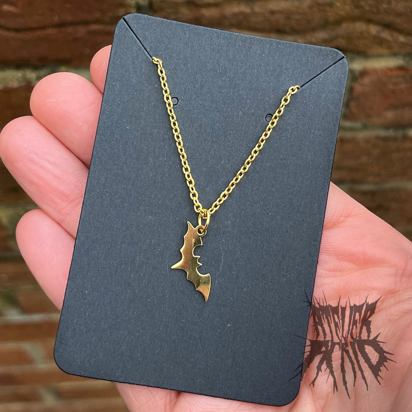 The Gold Bat Necklace - Gold Stainless Steel