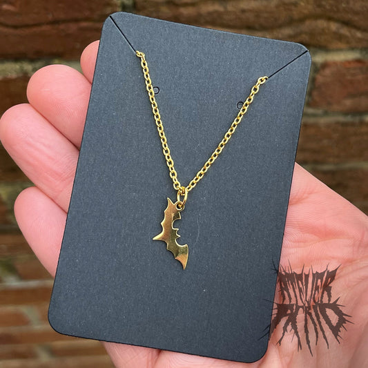 The Gold Bat Necklace - Gold Stainless Steel