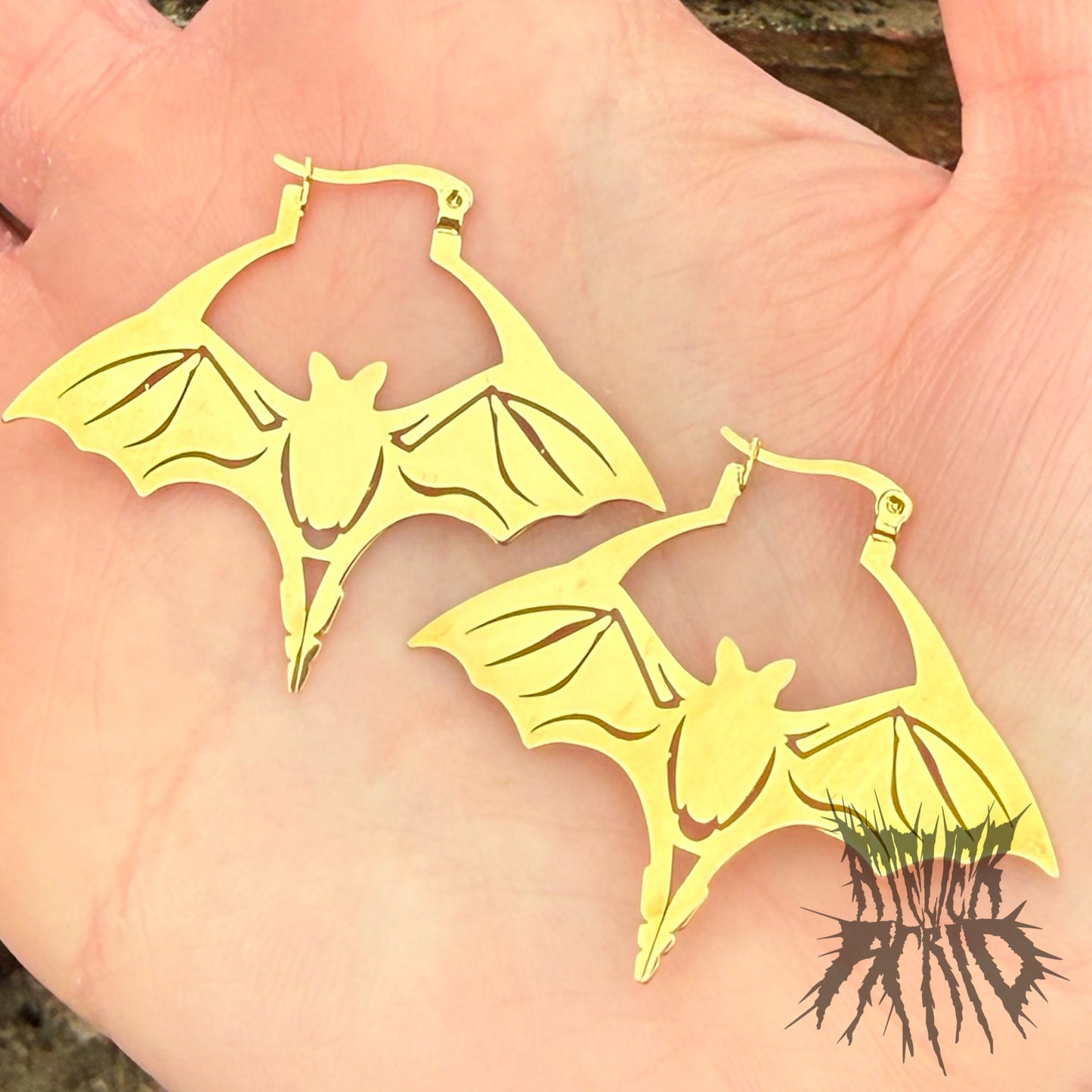 The Bat Hoop Earrings- Alternative Stainless Steel Hoop Earrings