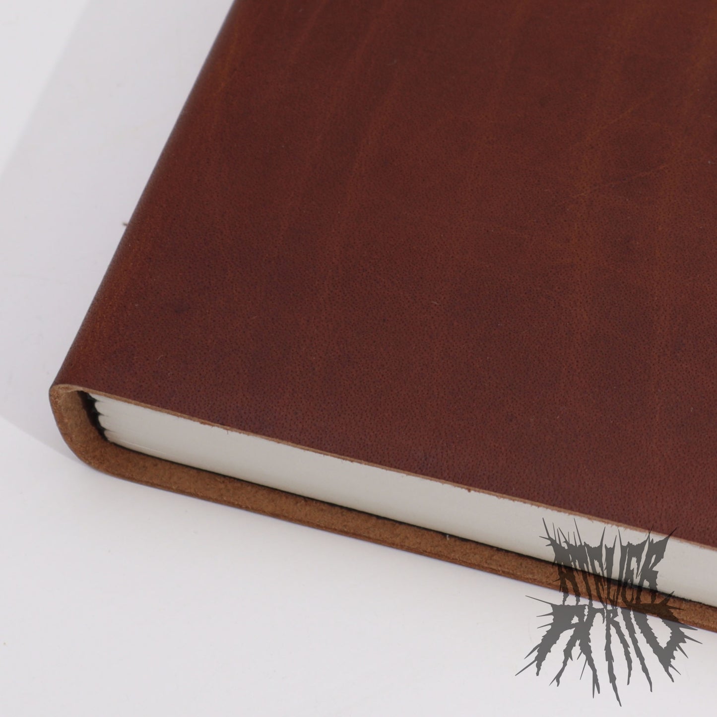 Large Genuine Leather Lined Notebook - Dark Tan