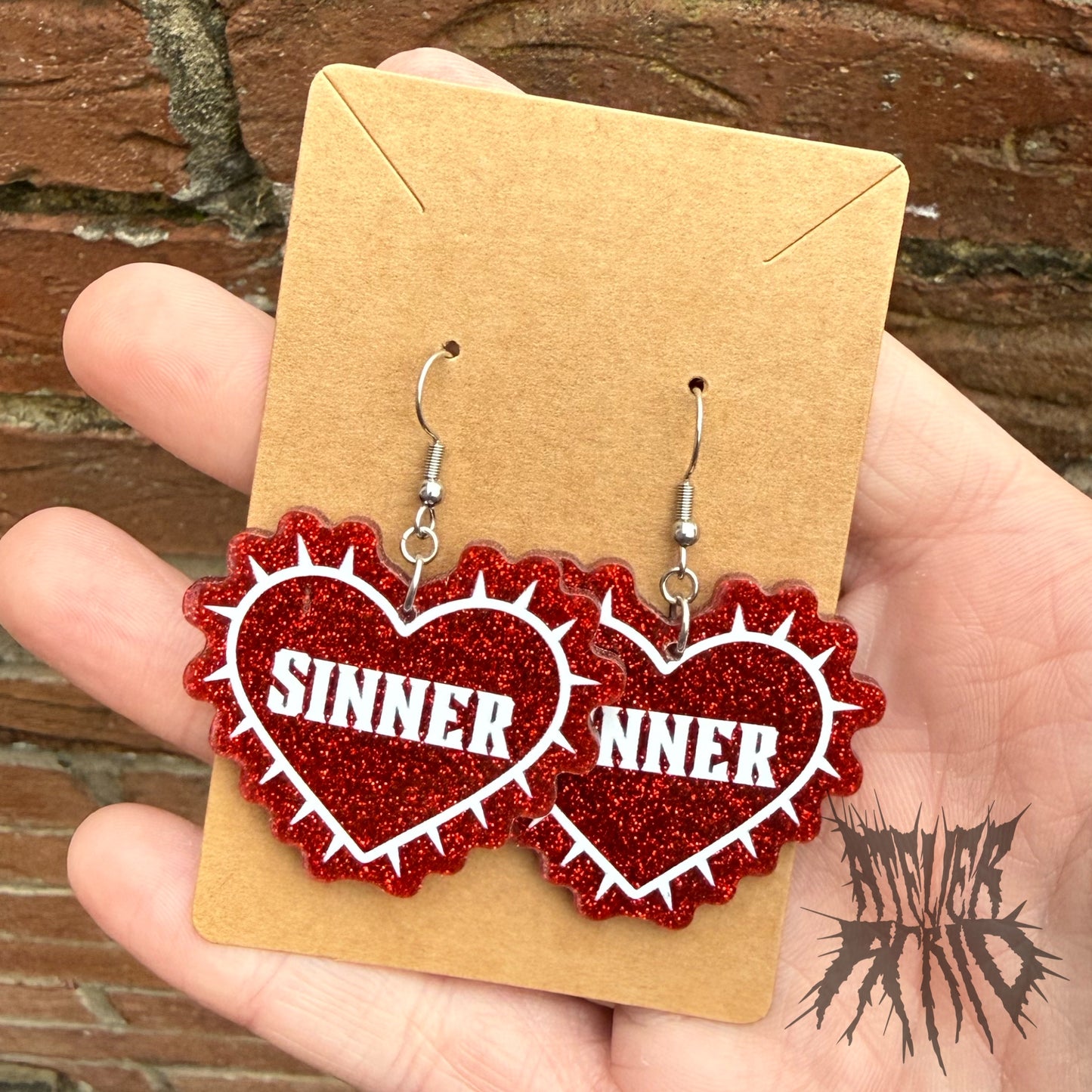 The Sinner Earrings - Gothic Valentines Earrings.