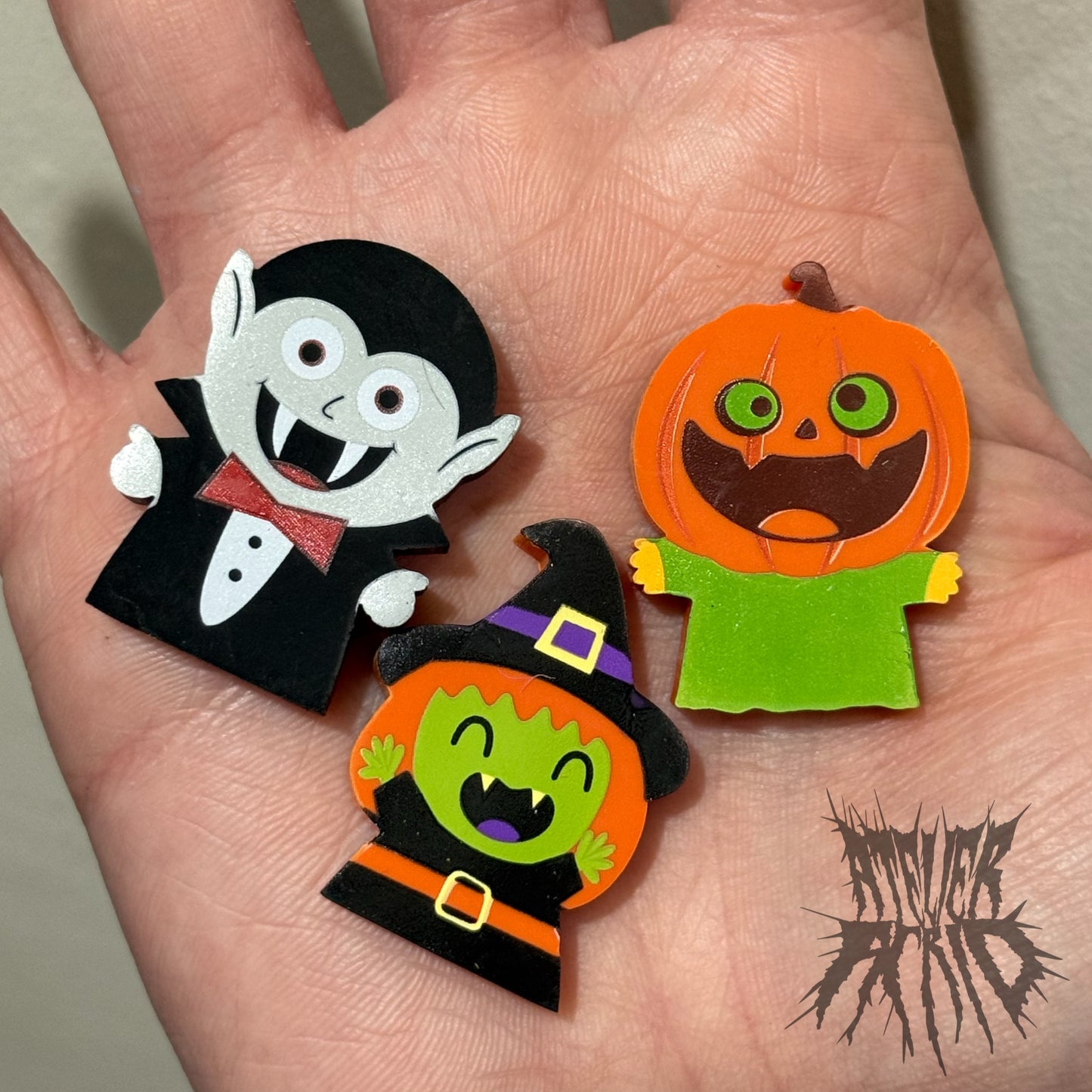 Witch, Vampire & Pumpkin 3 Piece Eraser Set - Gothic Eraser Set