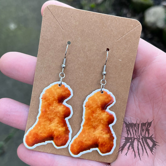 The Chicken Nugget Earrings - Chicken dinosaur novelty earrings