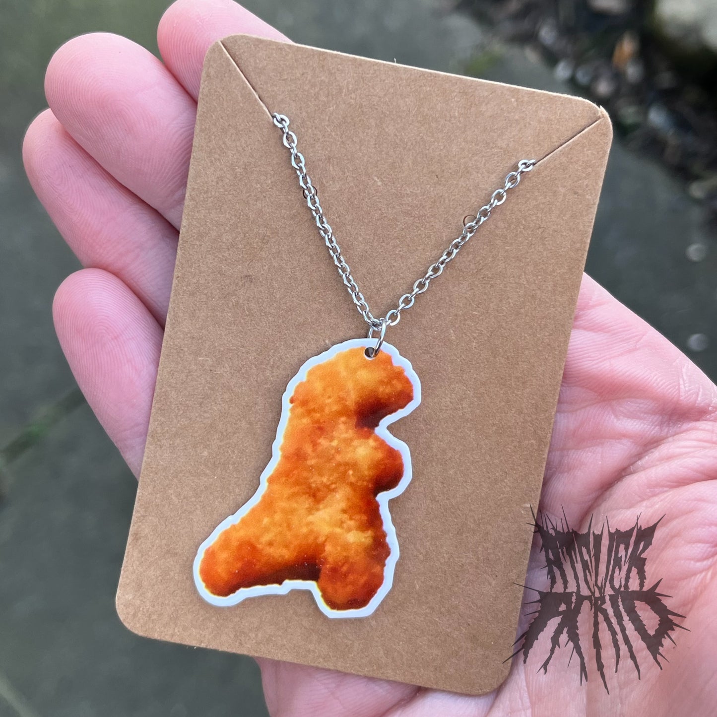 The Chicken Nugget Necklace- chicken dinosaur novelty necklace