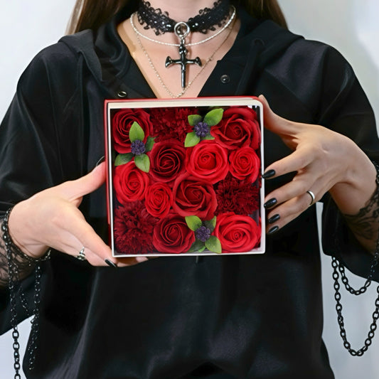Square Box - Classic Red Roses - Gothic Red Roses - Soap Roses