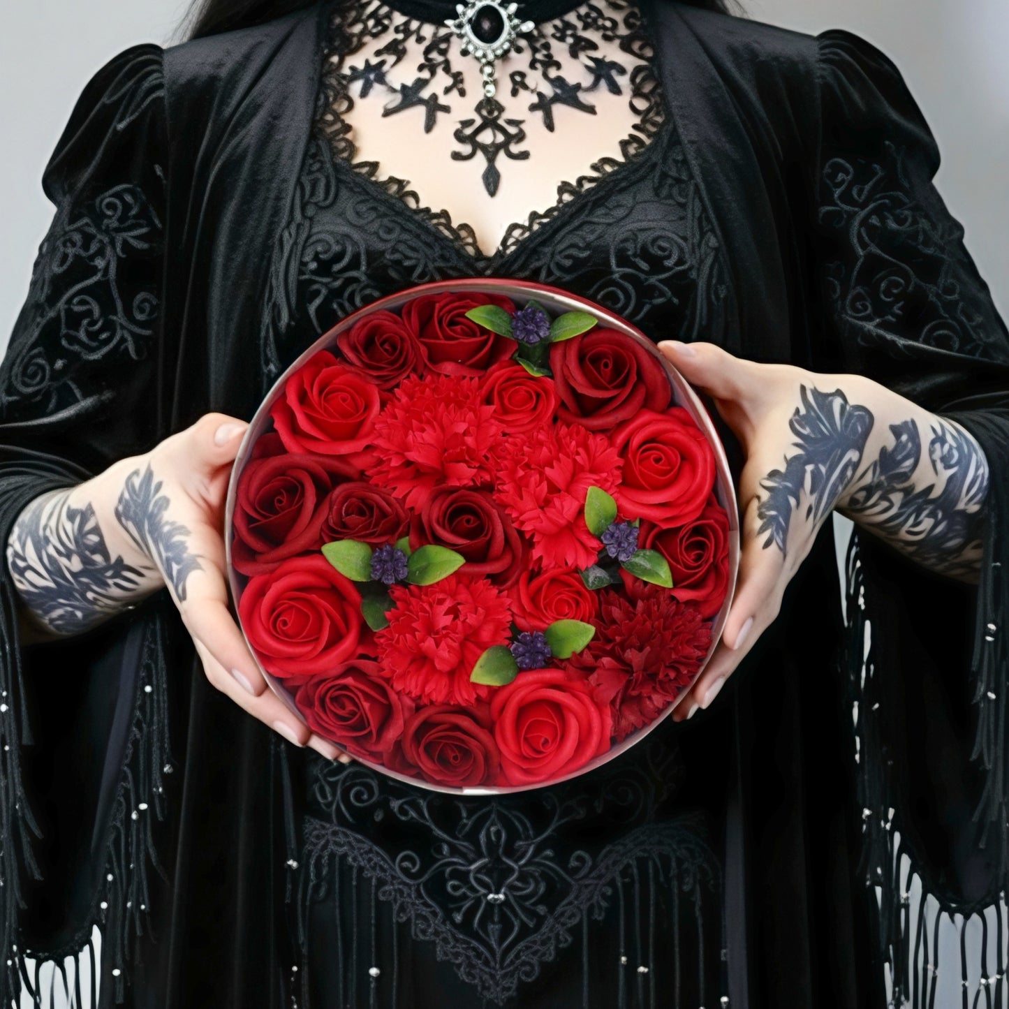 Round Box - Classic Red Roses - Gothic Red Roses - Soap Roses