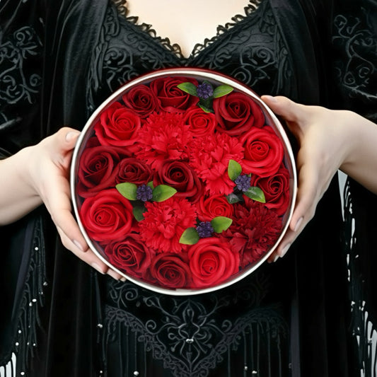 Round Box - Classic Red Roses - Gothic Red Roses - Soap Roses