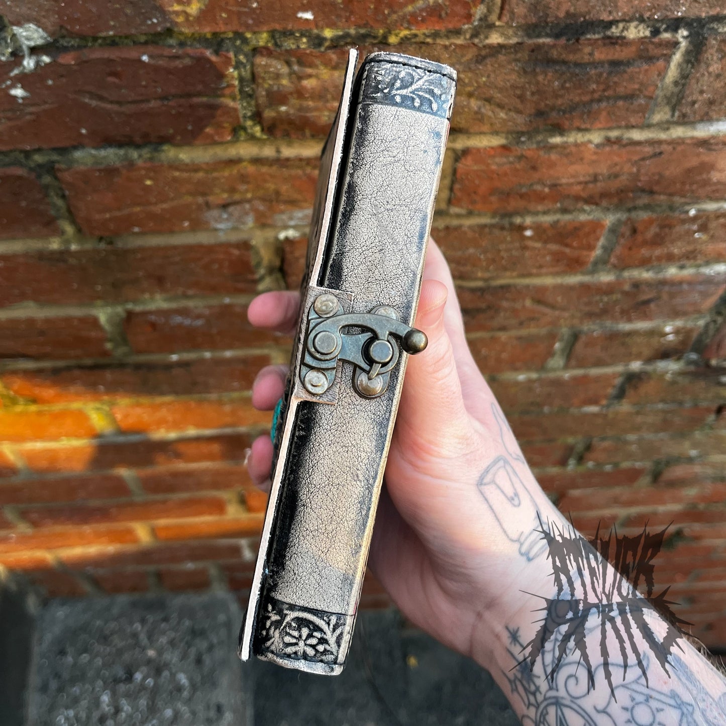 Handmade Leather Dragon Notebook with Howlite