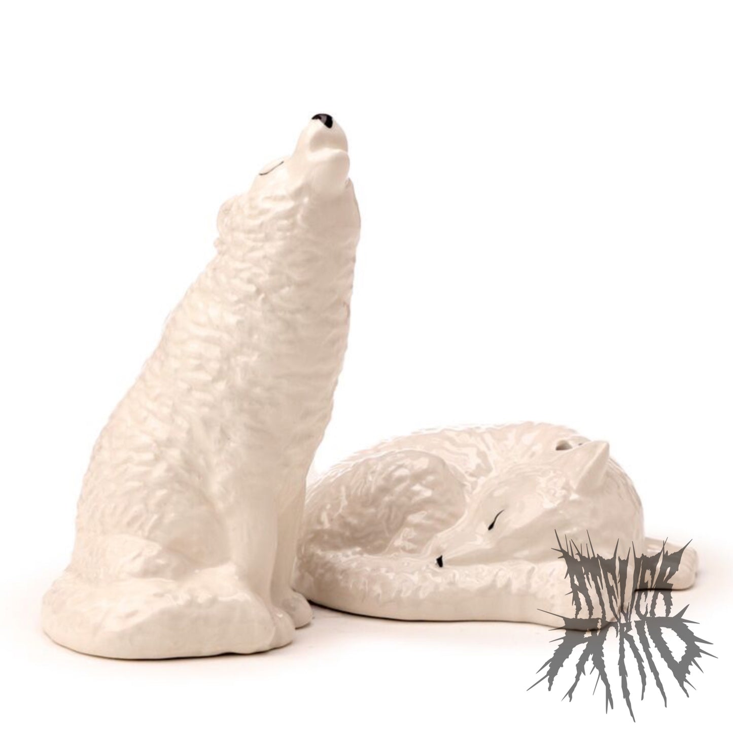 White Wolf Ceramic Salt & Pepper set - Gothic Salt and Pepper Set