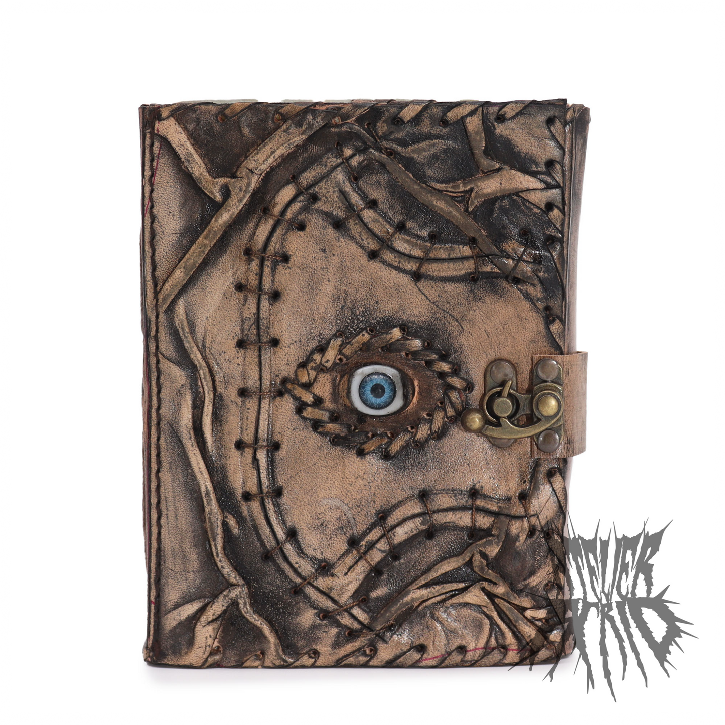 Handmade Leather Spell Book Notebook - Grey