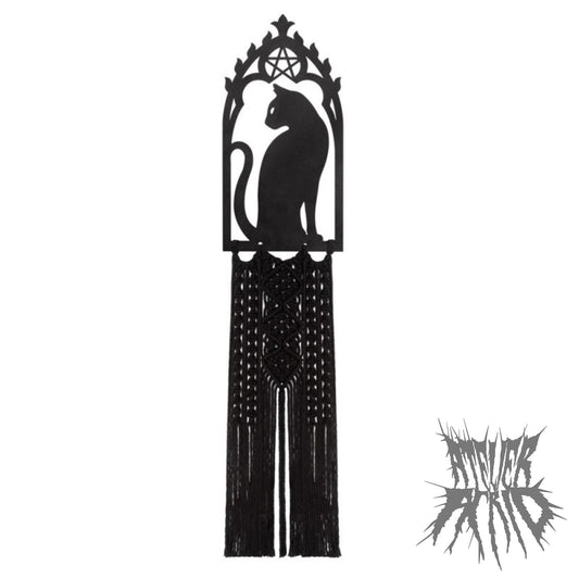 Midnight Gate Gothic Macramé - Cat Wall Hanging by Alchemy England
