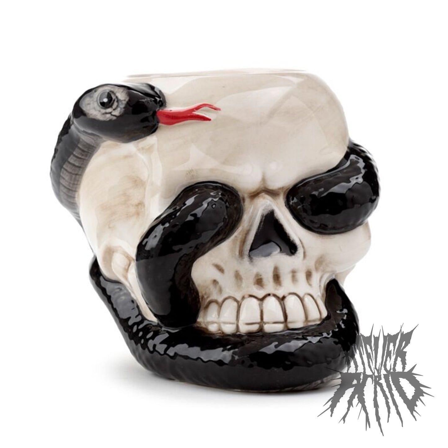 Skull with Coiled Snake Shaped Ceramic Oil Burner