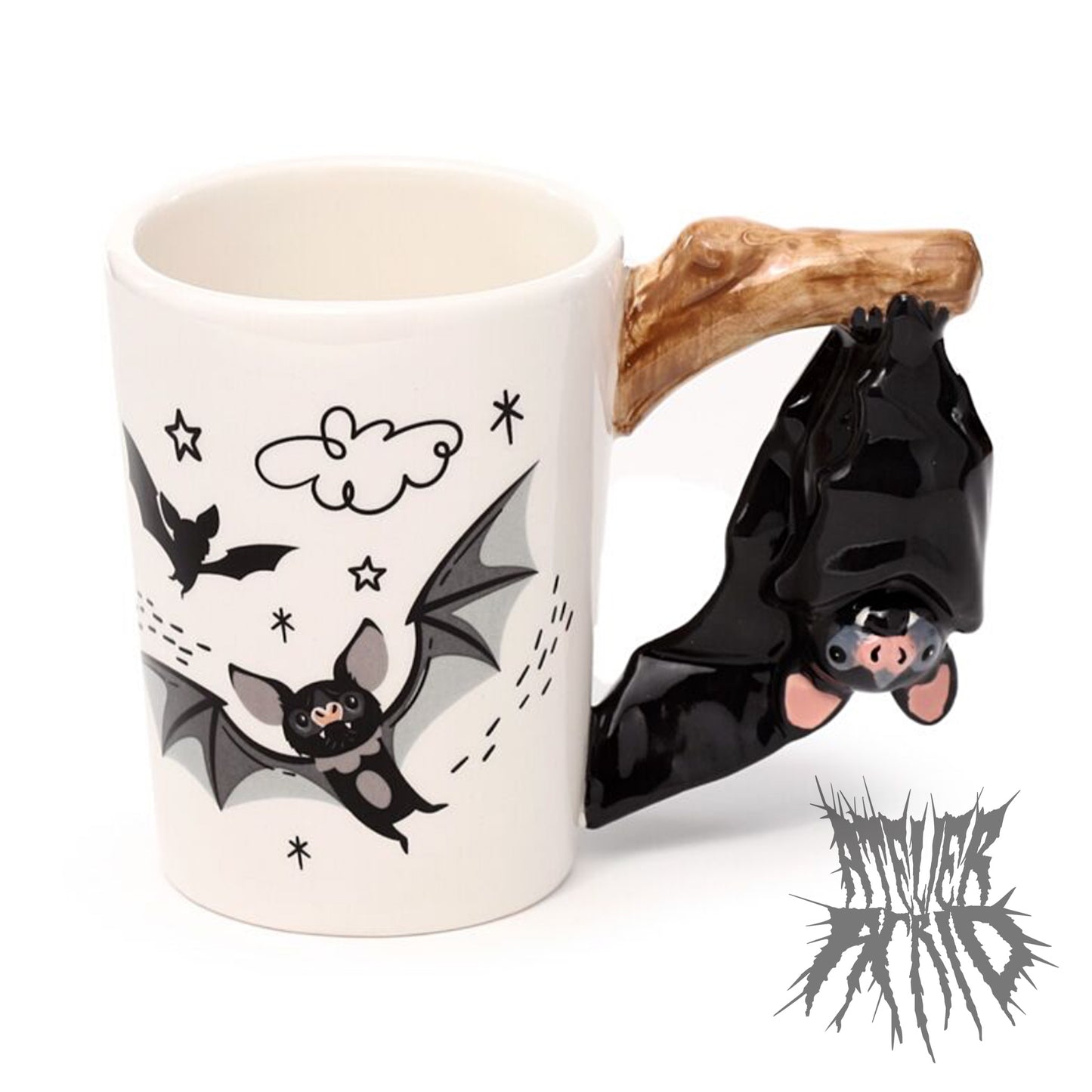 Bat Ceramic Shaped Handle Mug - Cute Bat Mug