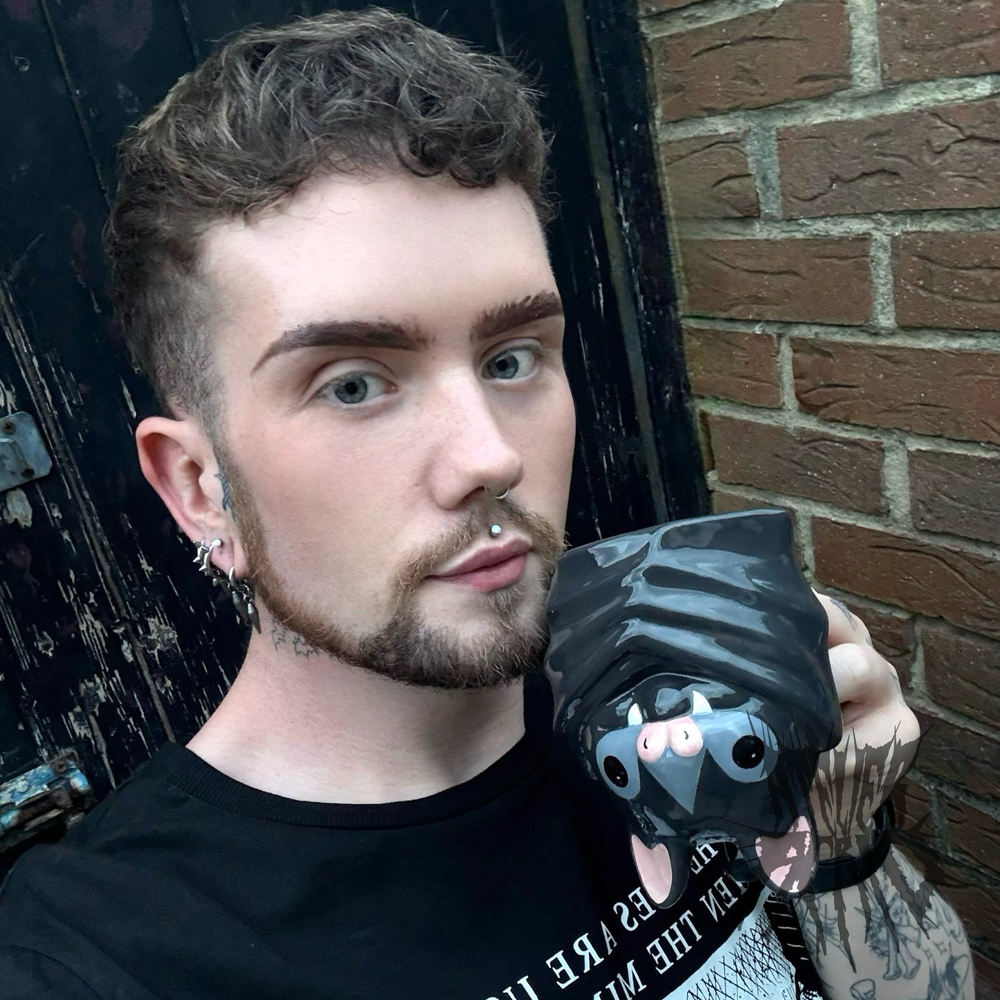 Bat Upside Down Ceramic Mug - Cute Halloween Mug