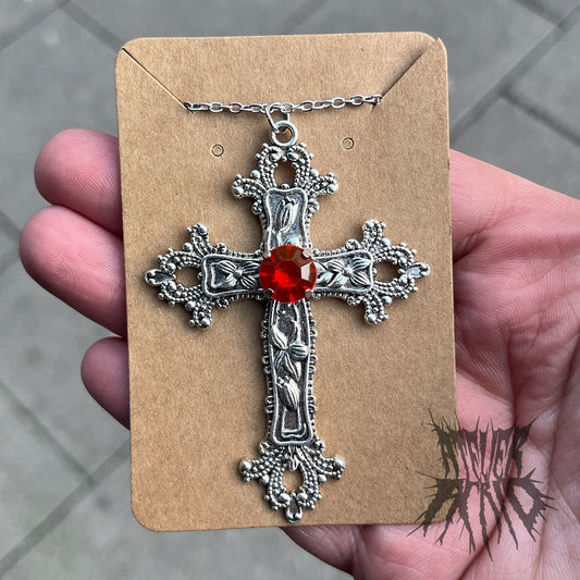 The Cathedral Cross Necklace Red