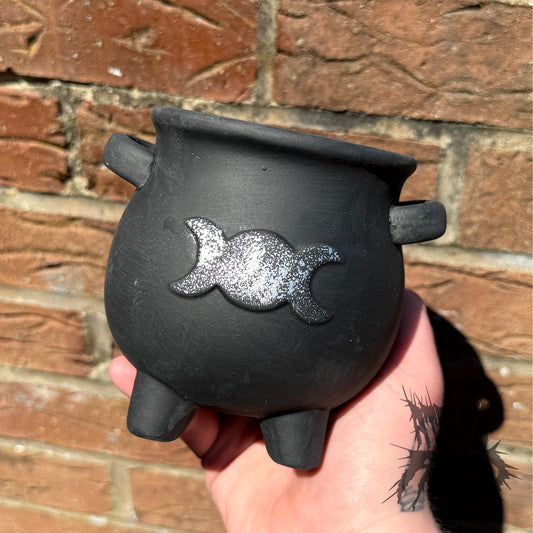 Triple Moon Cauldron Terracotta Plant Pot