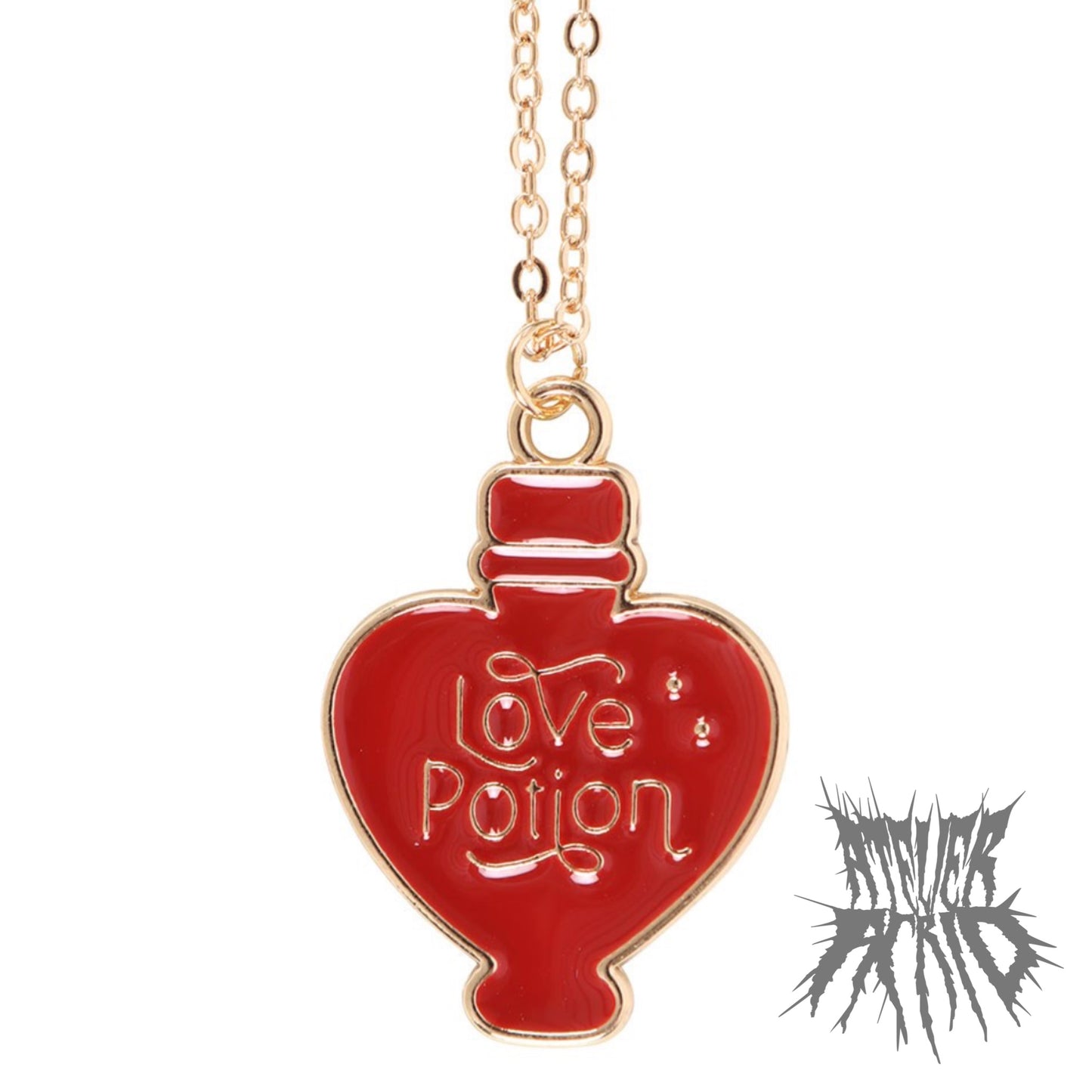 Love Potion Necklace Greeting Card - Stainless Steel
