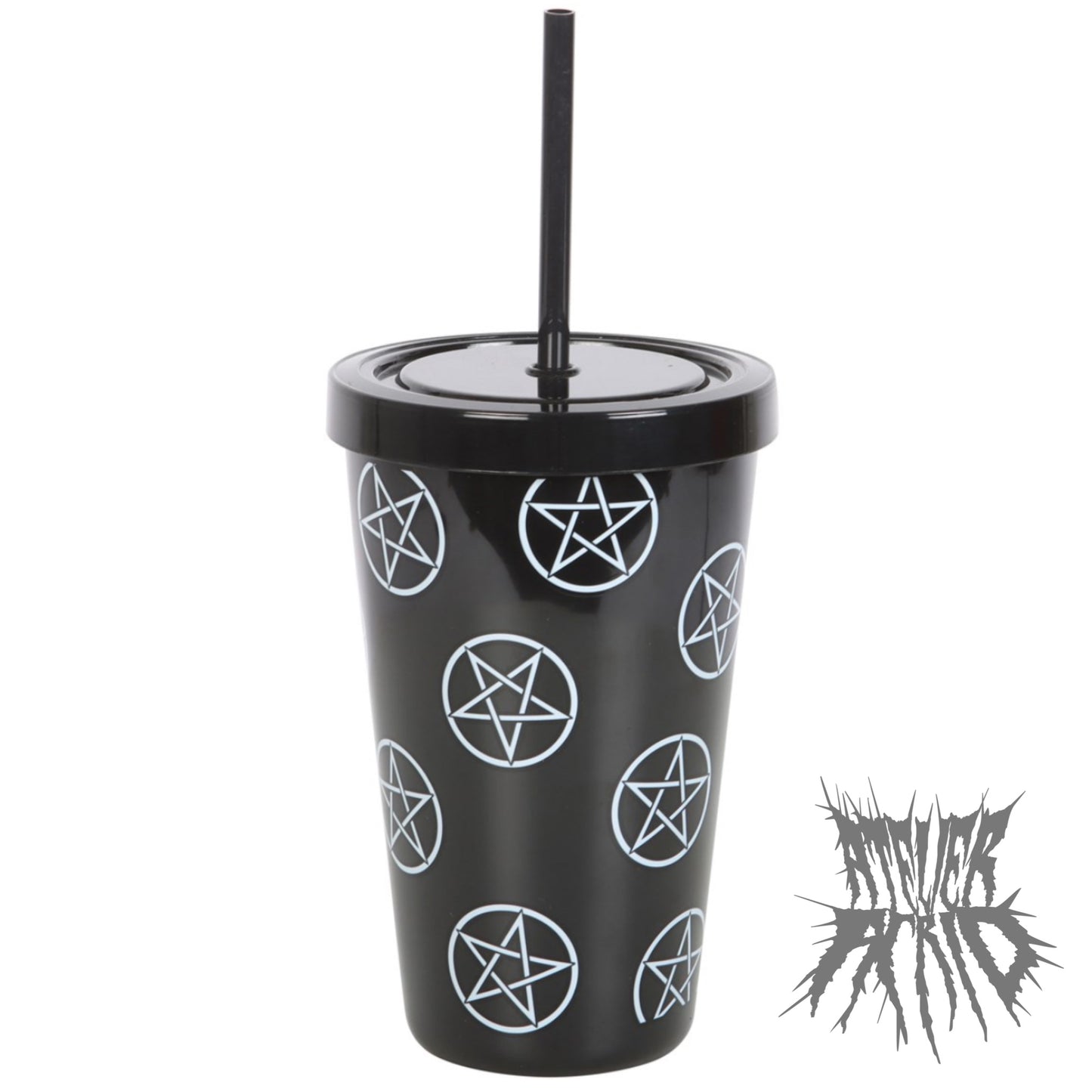 Pentagram Reusable Plastic Tumbler with Straw