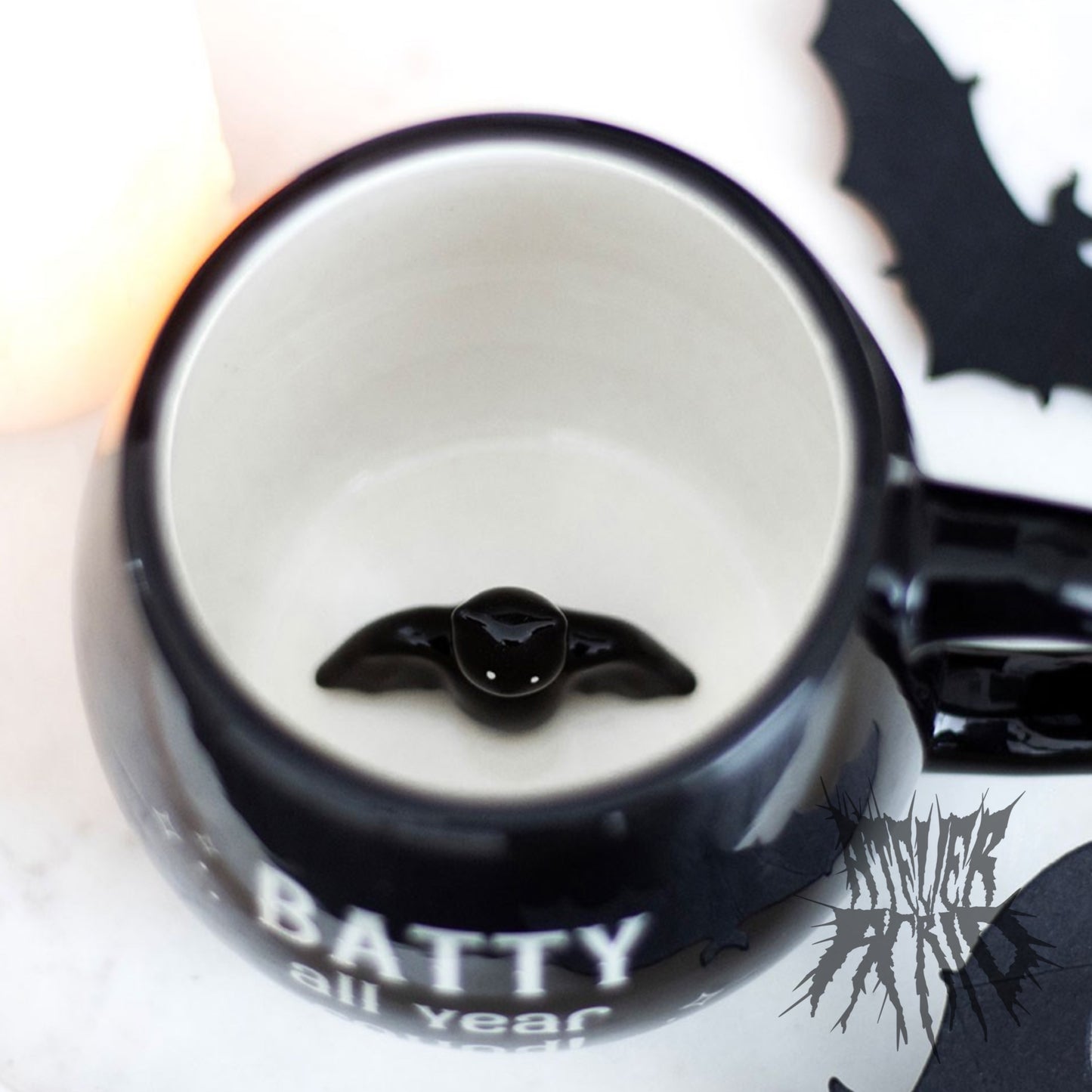 Batty All Year Round Rounded Ceramic Peekaboo Mug