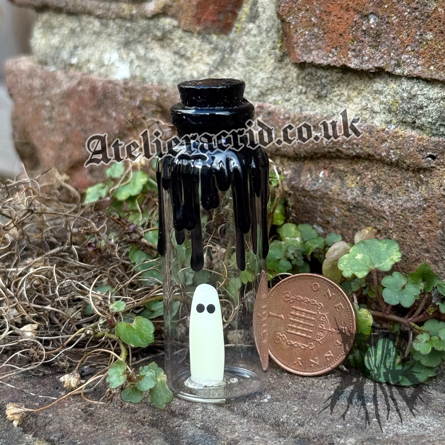 Adopt-a-Ghost (Glitter) Cute Halloween miniature decoration. Collectible Ghost figurines
