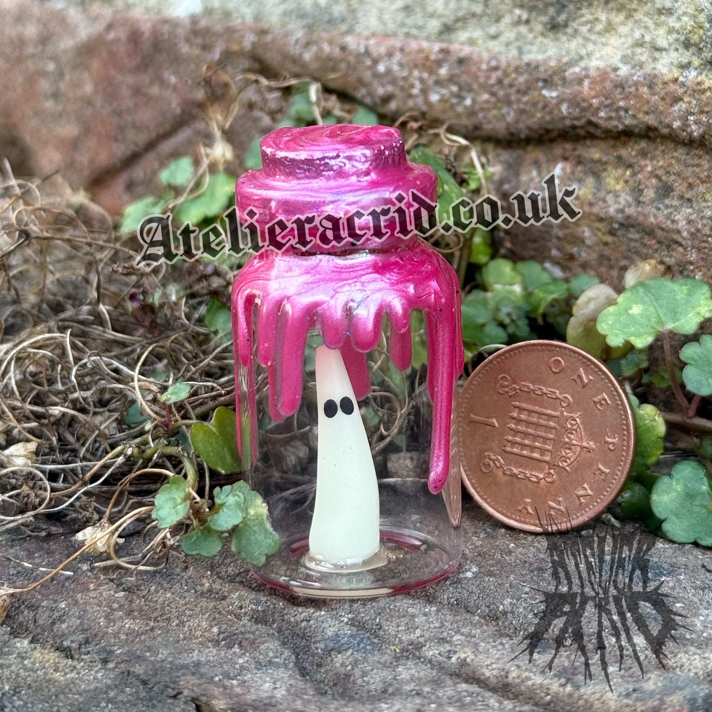 Adopt-a-Ghost (Glitter) Cute Halloween miniature decoration. Collectible Ghost figurines