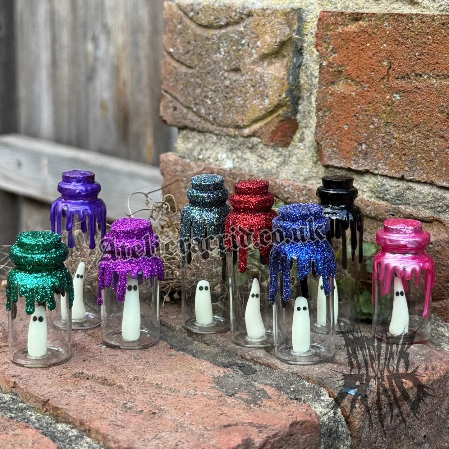 Adopt-a-Ghost (Glitter) Cute Halloween miniature decoration. Collectible Ghost figurines