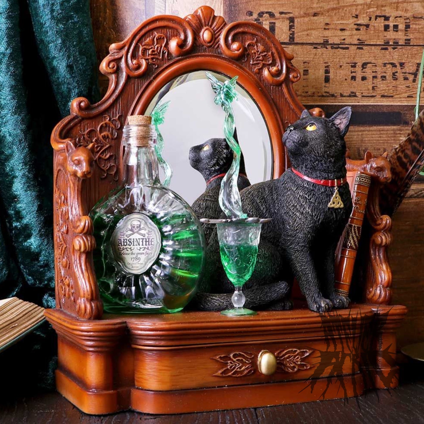 Lisa Parker Absinthe Cat and Green Fairy Figurine