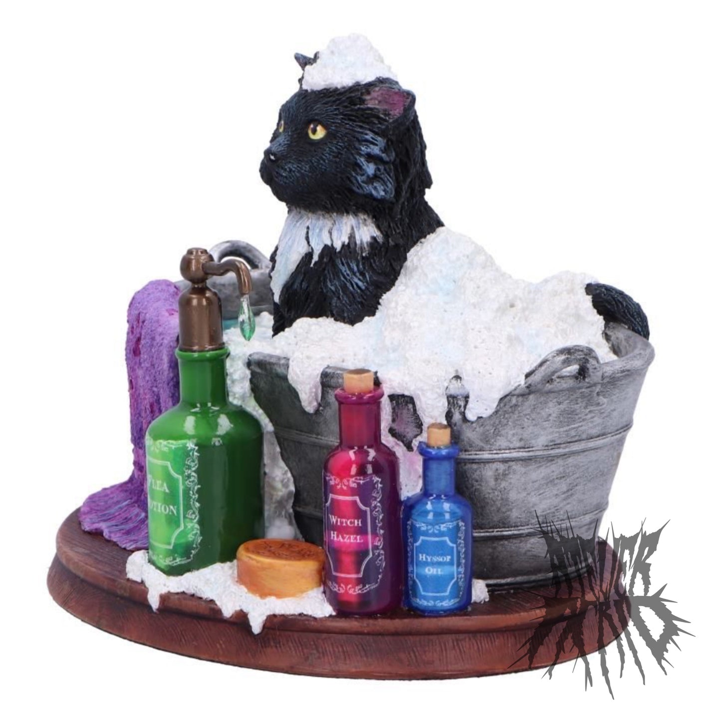 Black Cat Bath Time Figurine by Lisa Parker