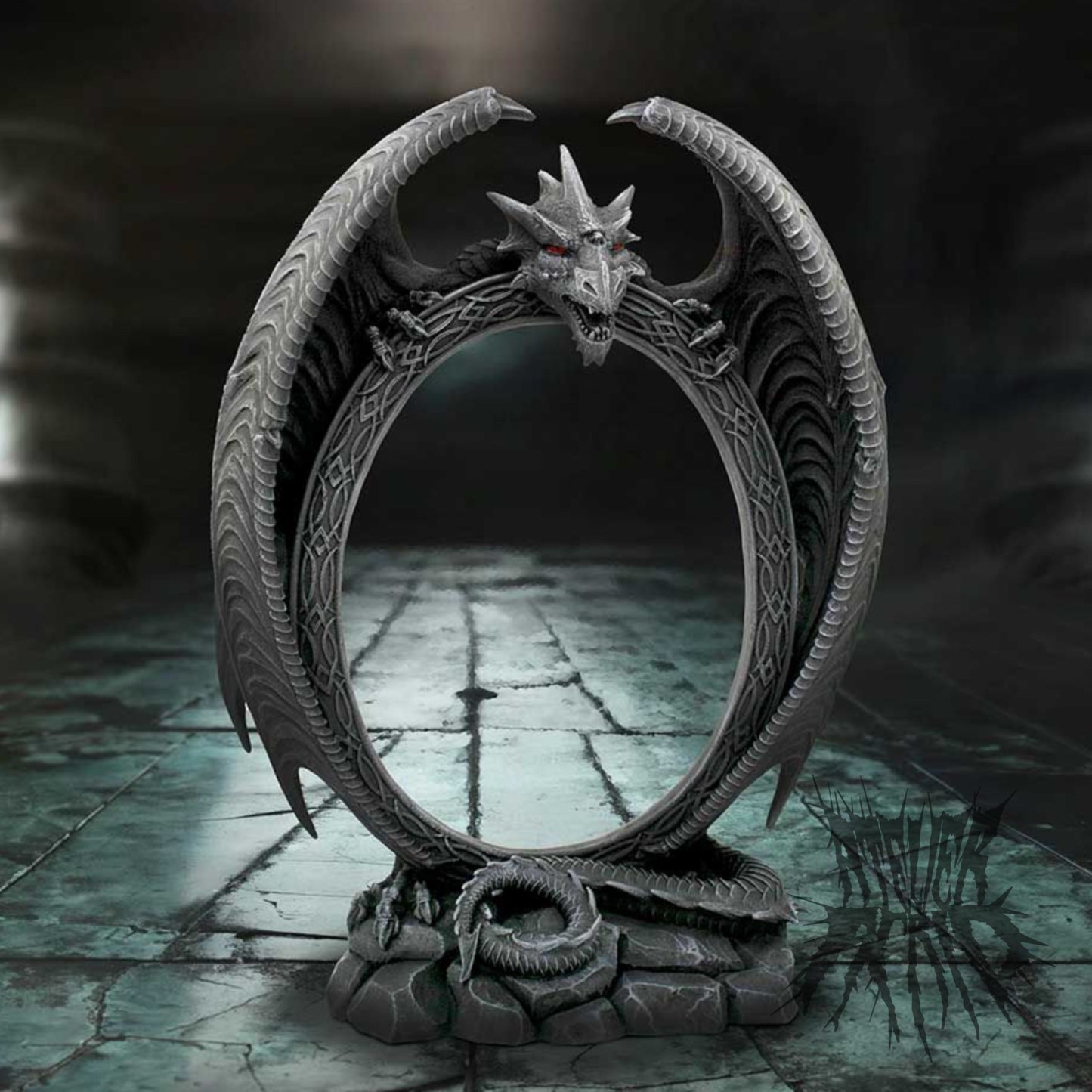 Scaled Reflection Dragon Mirror 29cm