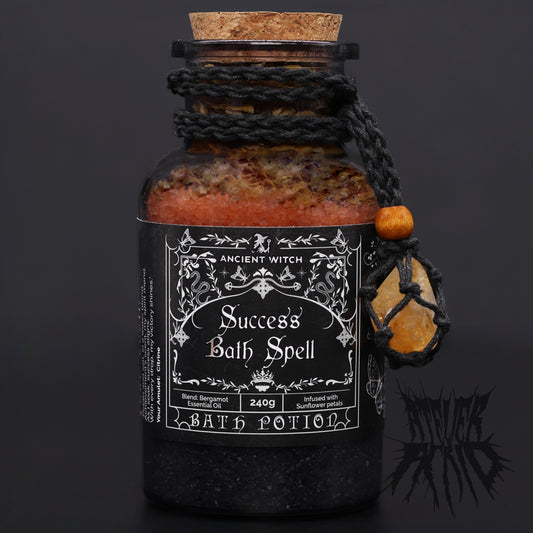 Ancient Witch Bath Spell Potion & Citrine Crystal Amulet - Success