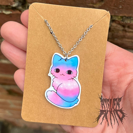 The Trans Pride Kitty Necklace